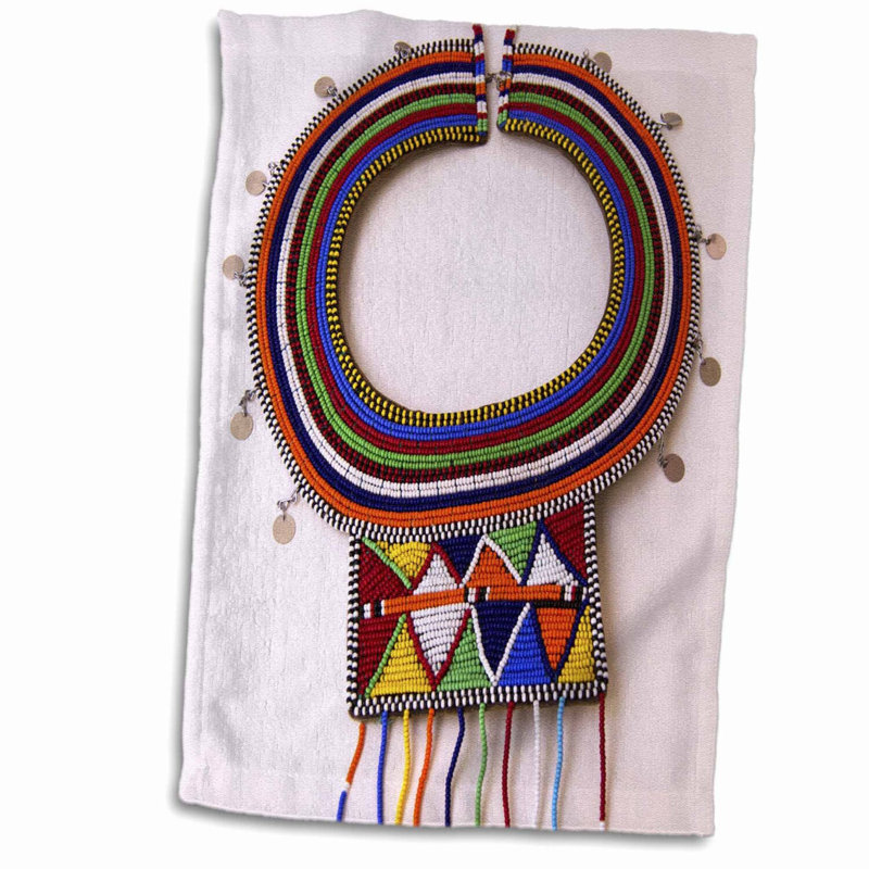 Maasai Beadwork Elegance: 3D Rose Hand Towel, 15 x 22
