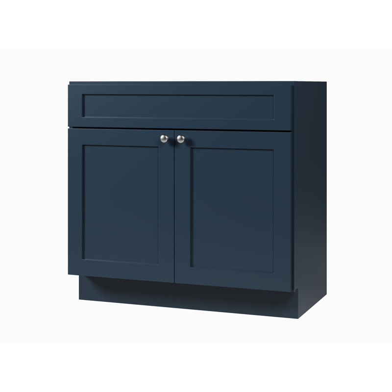 Base de meuble-lavabo en bois massif 36 po Disar, Bleu