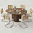 Extendable Round Dining Table Set With 6 Cane Back Cantilever Chairs-885951924