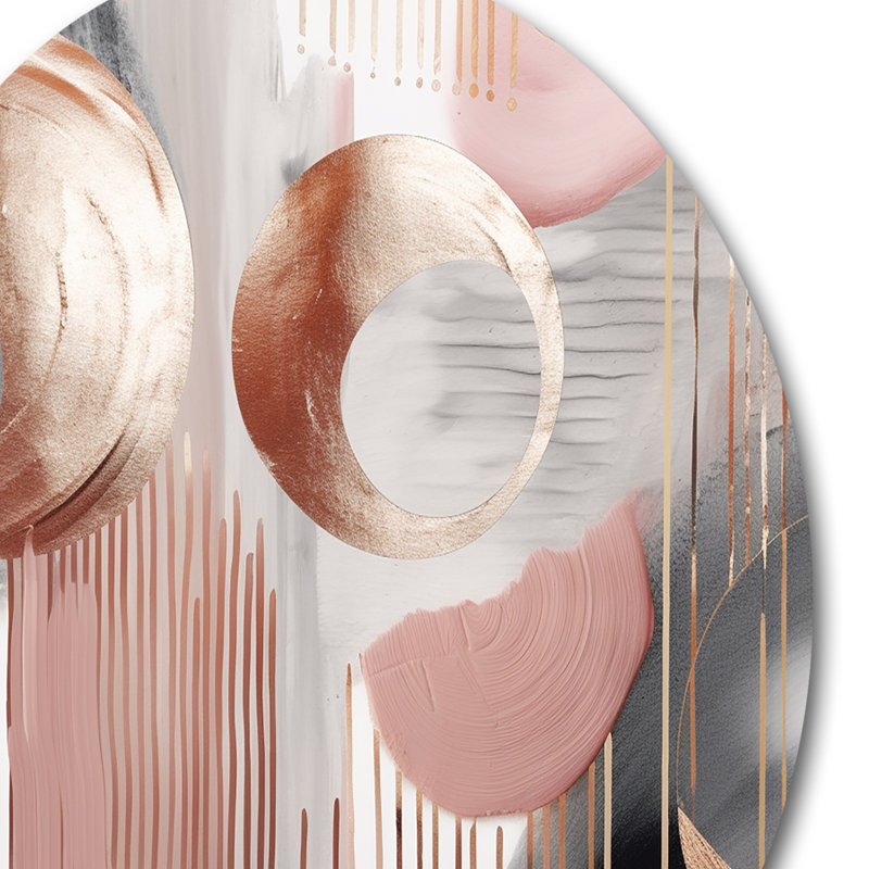 Whispers Of Marble V - Art mural rond abstrait en marbre sur métal, H 23 po x l 23 po x P 1 po