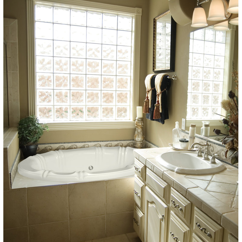Alyssa 66'' x 42'' Air Acrylic Bathtub, White, Polished Nickel