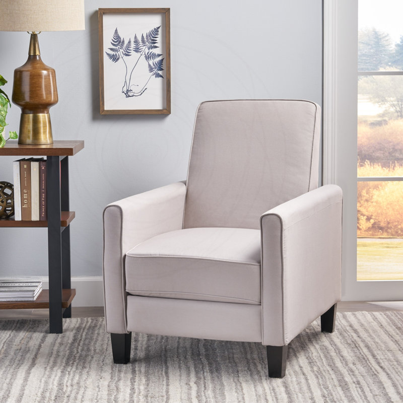 Fauteuil inclinable avec pieds en bois de hêtre, Polyester gris