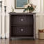 Élégant buffet avec 2 portes en miroir en acrylique, stratifié brun, tablettes réglables pour un rangement polyvalent, esthétique du grain de bois 3D, salon et cuisine au design charmant, assemblage facile et rapide-130040510