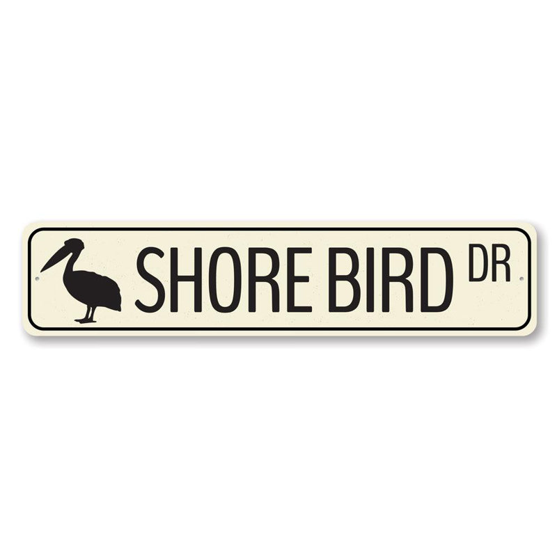 Plaque en aluminium Shore Bird Drive, H 4 po x l 18 po x P 0,04 po
