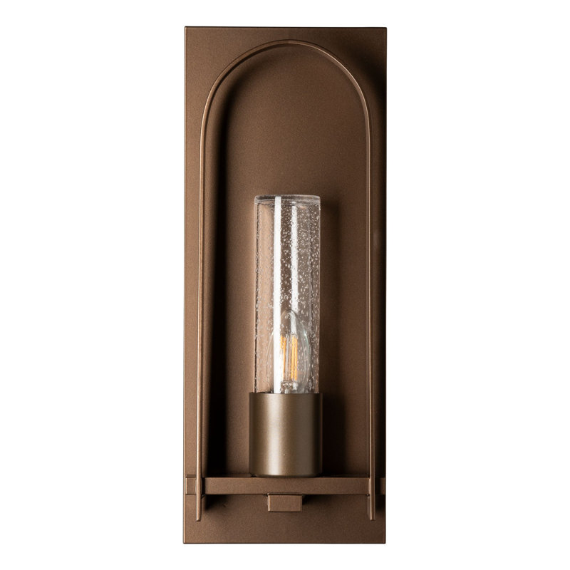 Triomphe Aluminum Wall Light, 16" H x 6.3" W x 3.2" D, Coastal Bronze, Seeded Clear