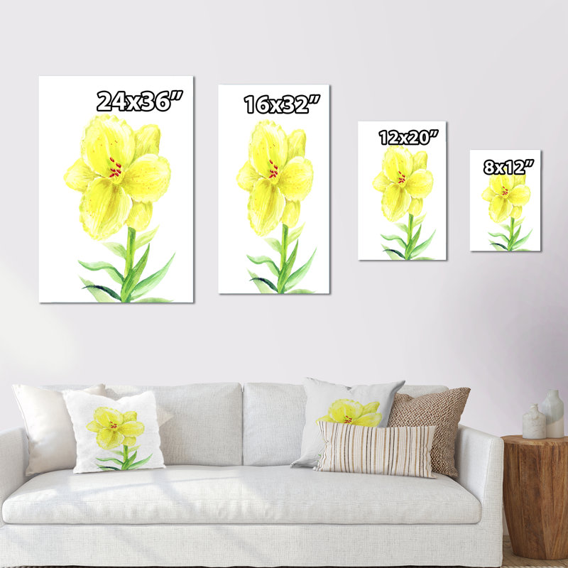 «Yellow Lilium Flower Blossoming», art mural traditionnel sur toile, H 32 po x l 16 po x P 1 po, Toile tendue