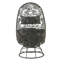 Chaise longue et table d'appoint en verre transparent, tissu gris anthracite et osier noir