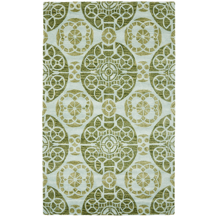 Eaton Wyndham Hand Tufted Wool/Viscose Geometric Rug in Turquoise / Green