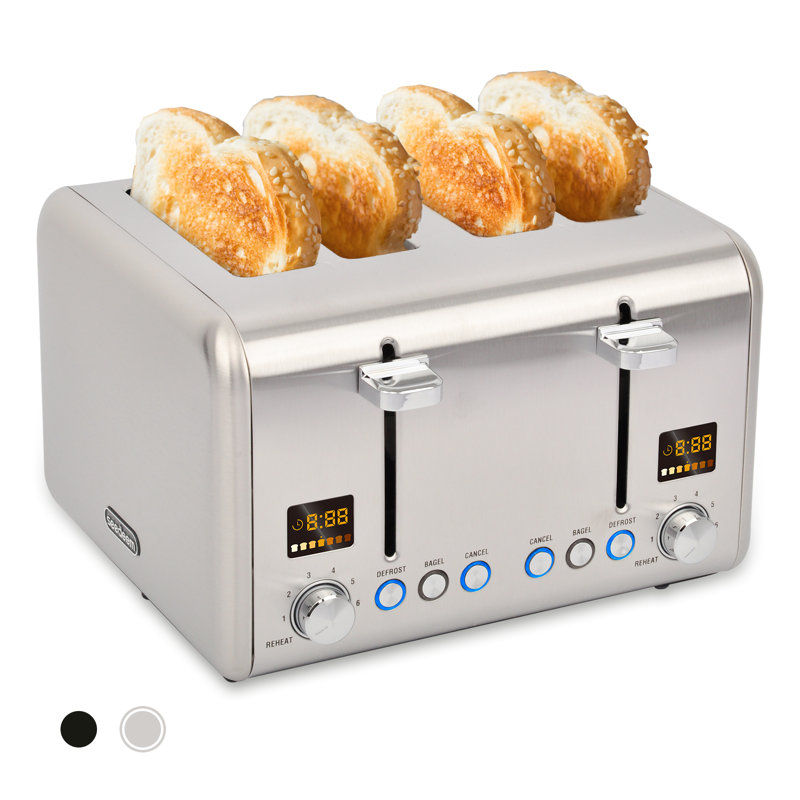 UKOOL 4 Slice Stainless Steel Bread Toaster, Silver