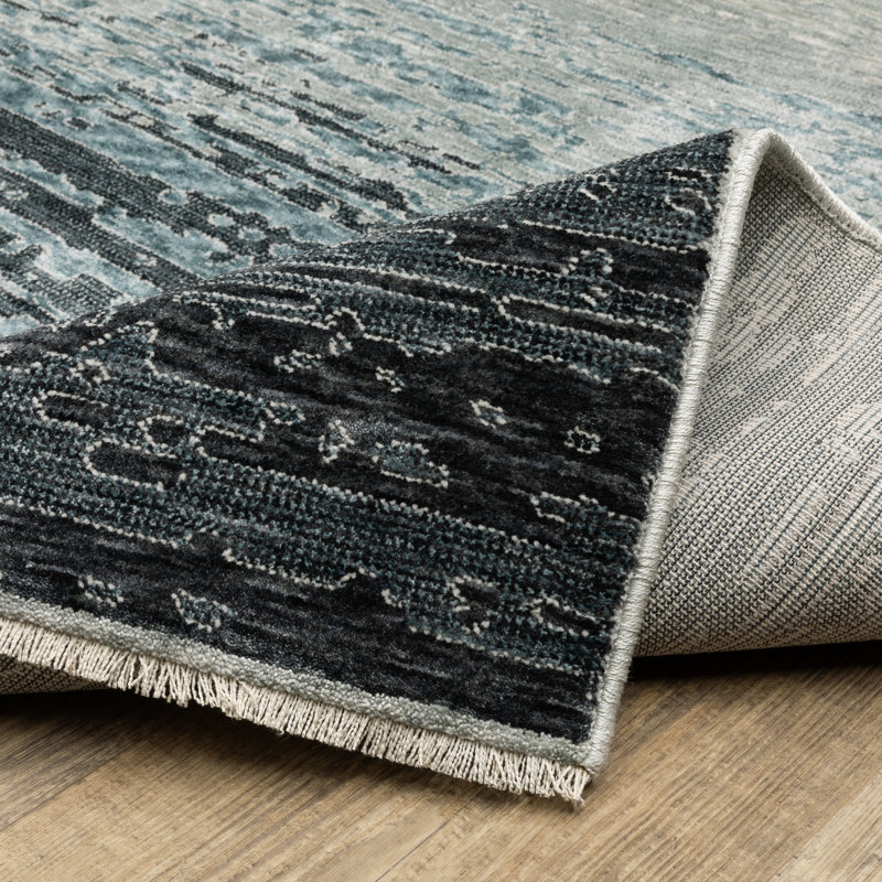 Ehlena Distressed Ombre Blue/ Beige Area Rug, Rectangle 7'10" x 11'2"