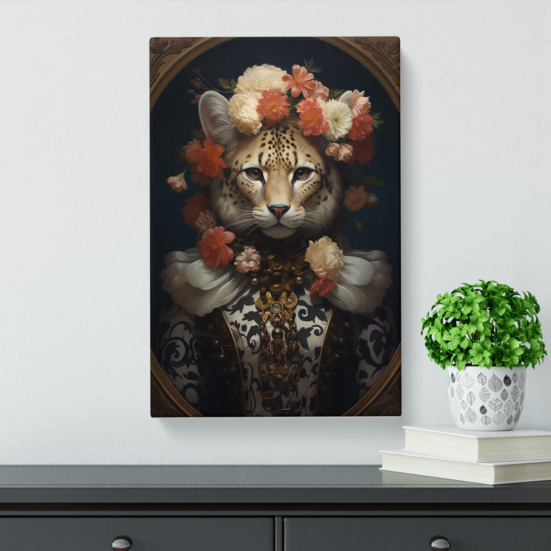 Cheetah Rococo Art - Print, 76cm H x 50cm W x 3cm D