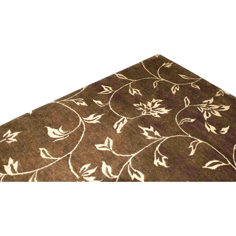 Hand Knotted Area Rug in Brown/Golden Brown