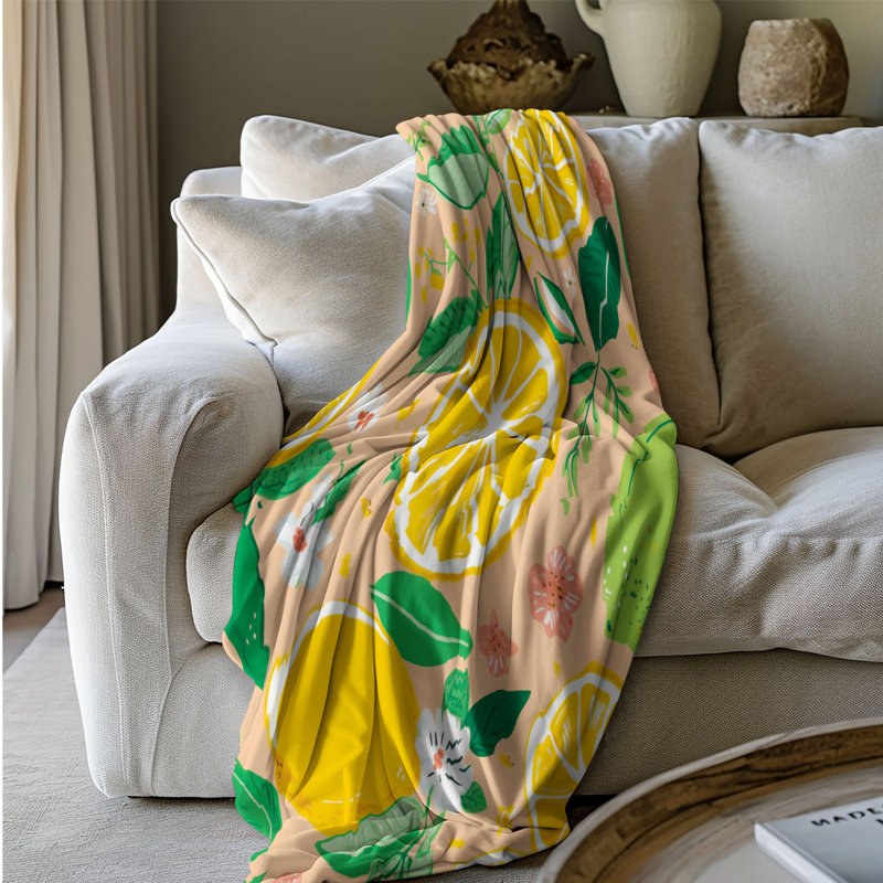 Vibrant Citrus Decor - 1 pièce Sherpa Premium, L 80 po x l 60 po