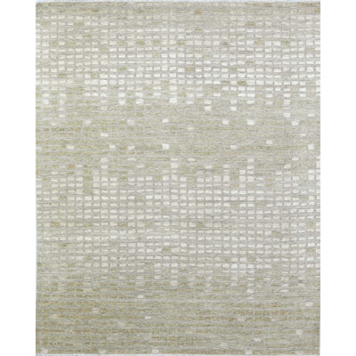 Handmade Silk and Wool Geometric Area Rug