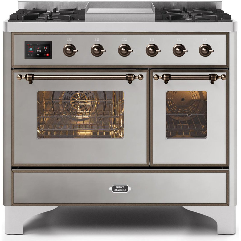 Majestic II 40" 3.82 cu. ft. Freestanding Dual Fuel Range with Griddle, Liquid Propane, Blue Gray/Chrome