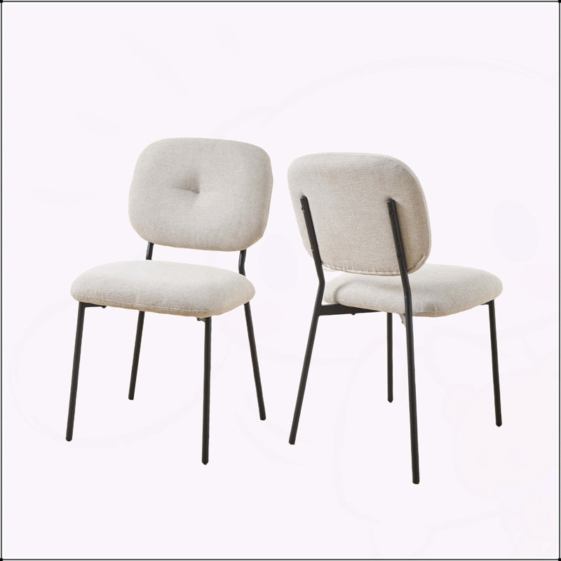 Ensemble de 2 chaises de salle à manger modernes, Noir, Blanc