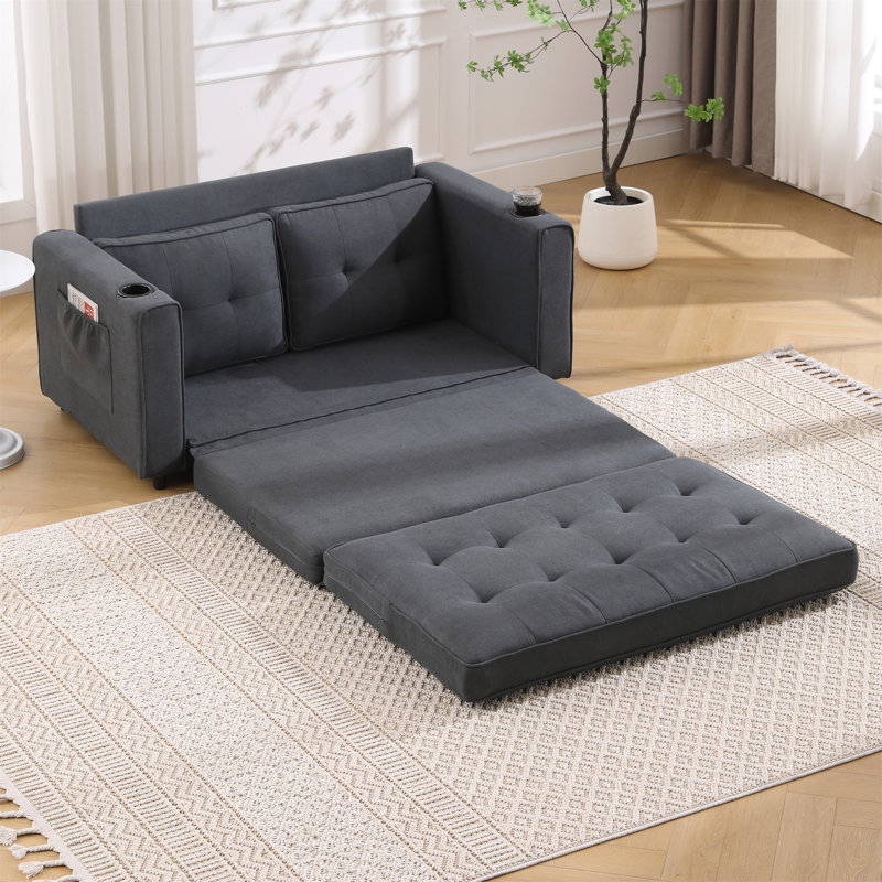 Canapé-lit convertible 3-en-1 avec futon, Gris foncé