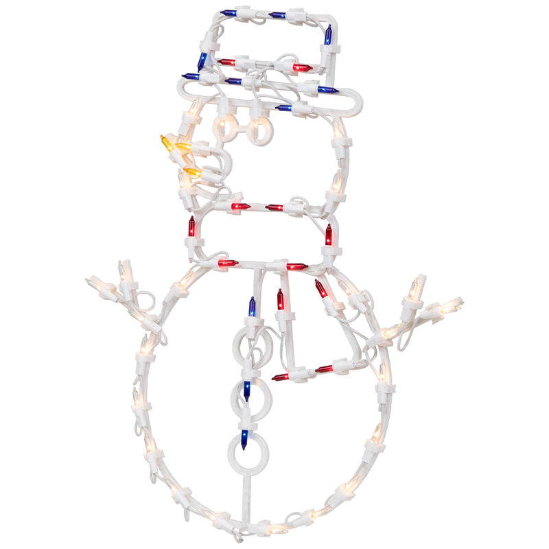 Décoration de fenêtre de Noël en forme de bonhomme de neige 18 po rouge et bleu