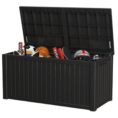 Outdoor Storage Deck Box, 150 Gallon Resin Patio Bin & Bench