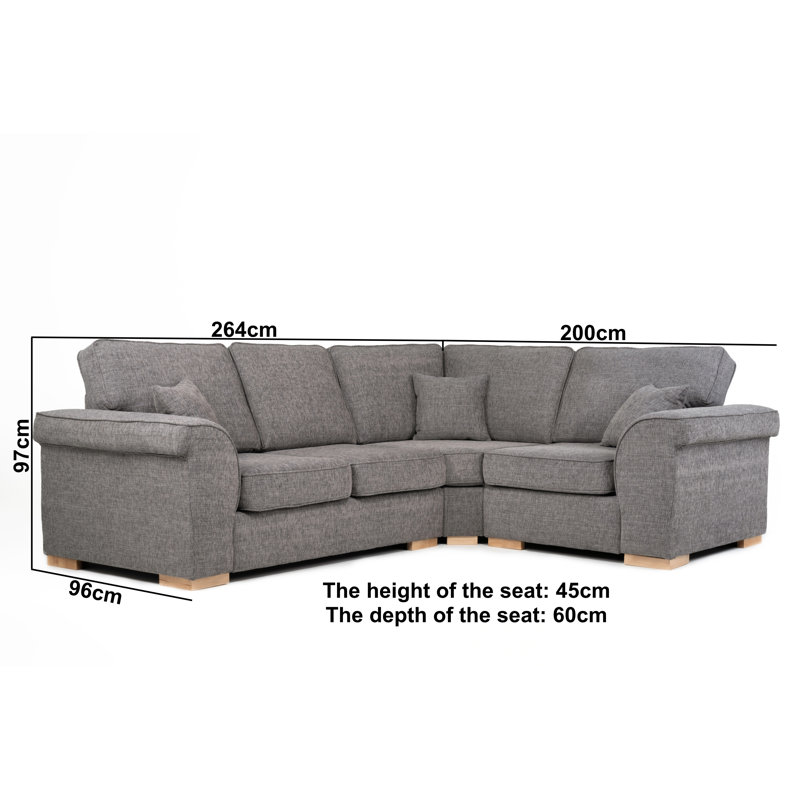 Picadilly Corner Sofa, Grey, Right Hand Facing
