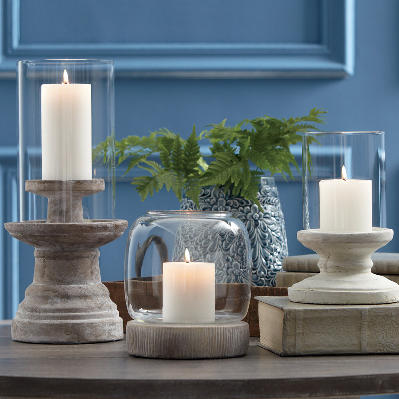 Layana Ceramic and Glass Tabletop Hurricane, Small
