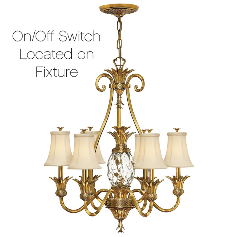 Plantation 7-Light Pineapple Chandelier, Burnished Brass