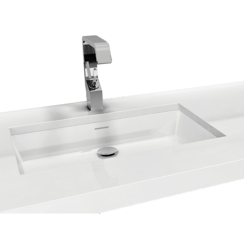 Évier vasque encastrable 21 "Collection Cube, Blanc, Pas de garniture métallique