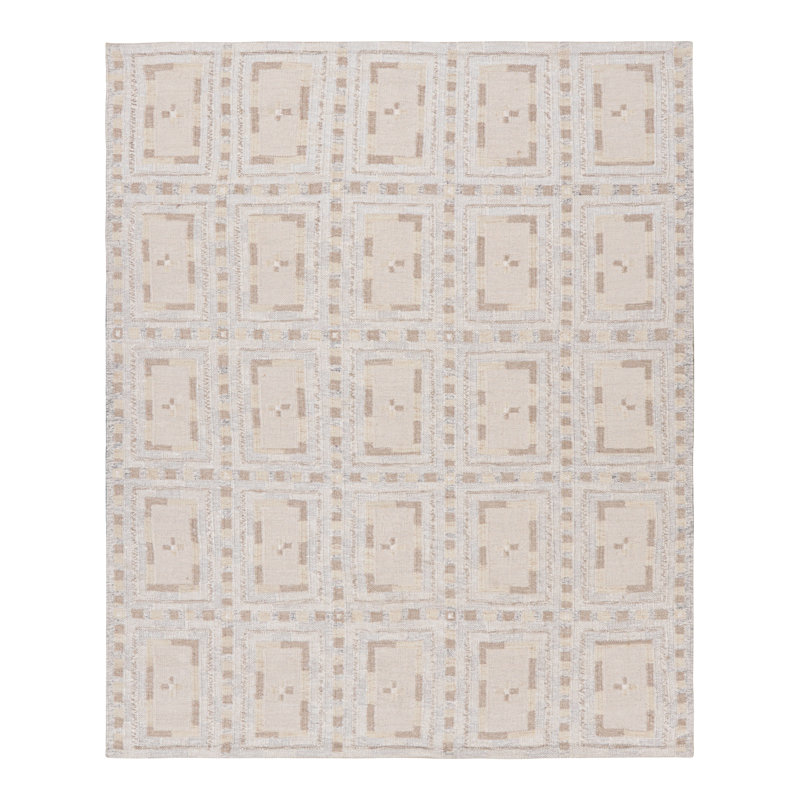 Rug & Kilim’S Scandinavian Rug In Blue With Beige And Cream Geometric Patterns