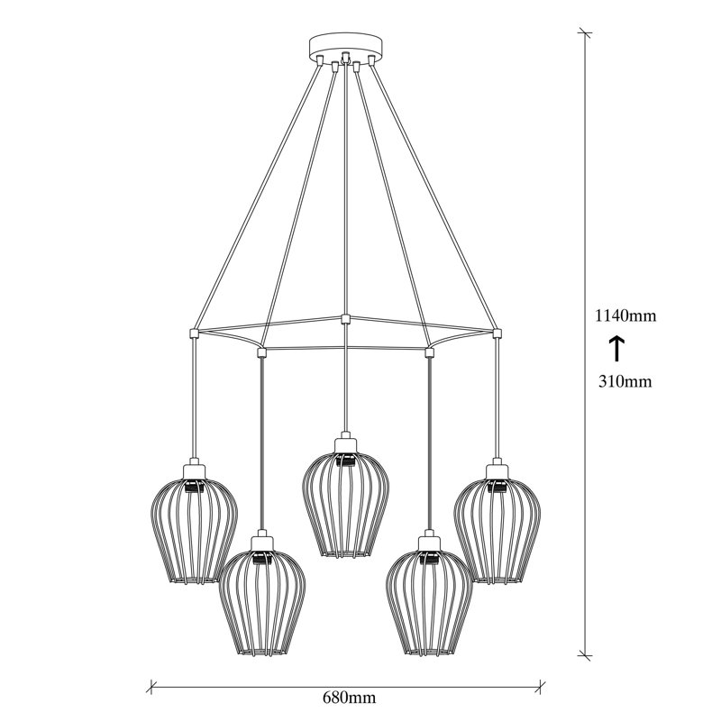 Luminaire suspendu géométrique à 5 lumières Aido