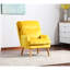 Chaise d'appoint moderne moderne en tissu jaune avec port de chargement et clic-clac exquis texturé