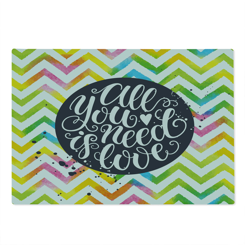 Ambesonne Saying Cutting Board Large Size All You Need is Love Chevron Multicolor