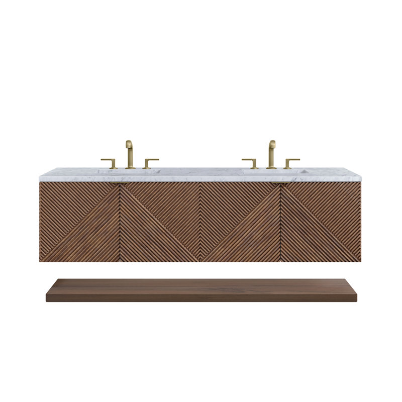 Marcello 72'' W Double Vanity, Carrara White, 8" Widespread