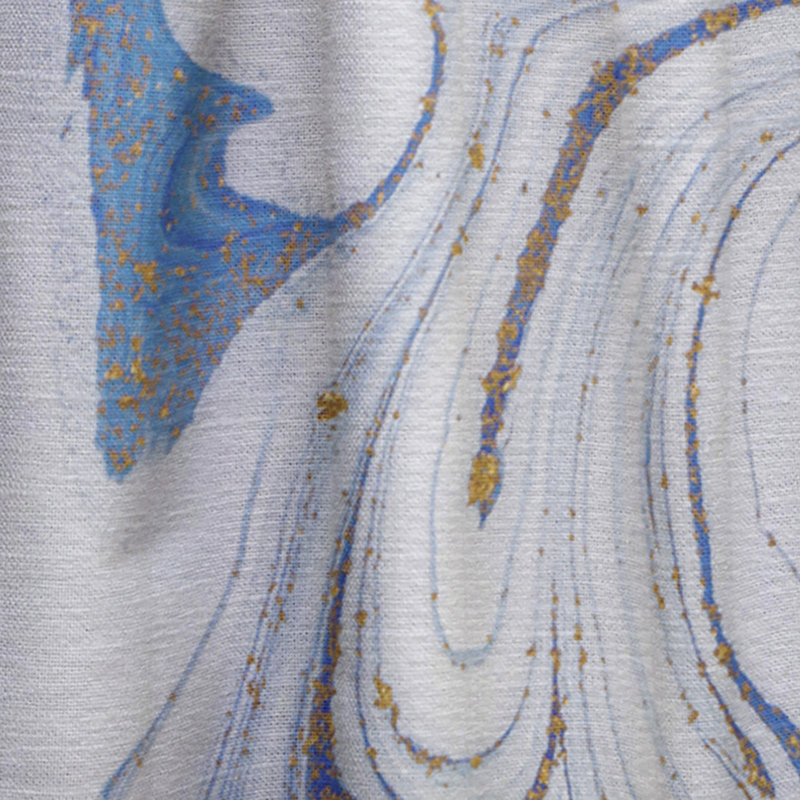 Rideau en velours moderne - obscurcissant - 1 panneau blanc et bleu Marble Rivers, L 52 po x L 84 po