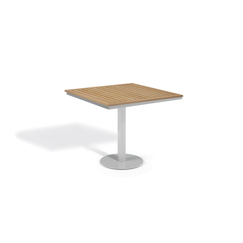 Table bistro Travira, Bois de tek rétro, L 38 po x L 38 po x H 29,5 po, Craie