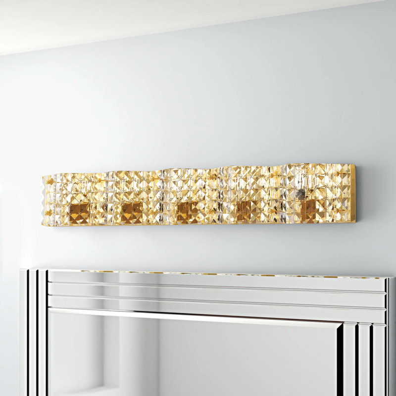 Barre d'éclairage de salle de bain 5 lumières à intensité variable Falk, Laiton, H 4,7 po x l 26,8 po x P 26,8 po