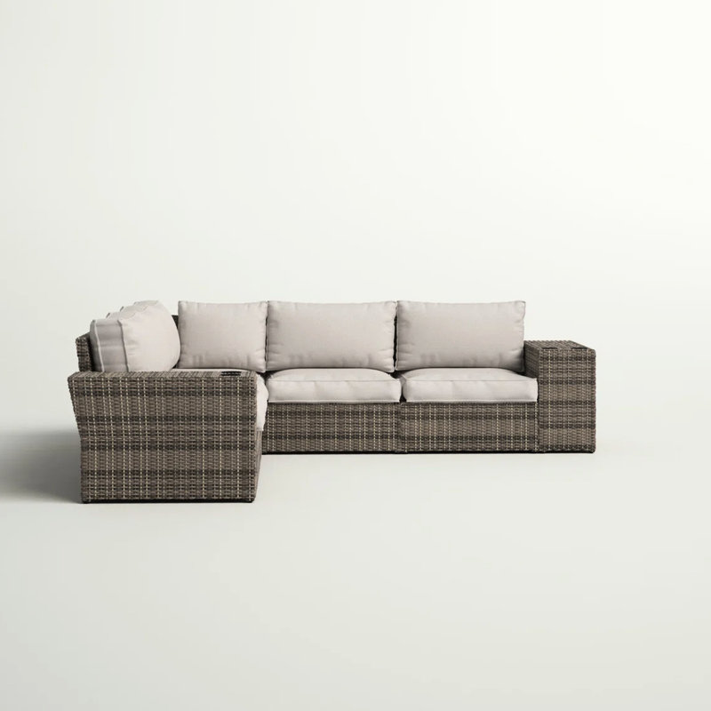 Canapé modulaire d'extérieur de 102 po de largeur, entièrement assemblé, réversible en forme de L, sièges confortables, housses lavables amovibles, pieds à gratter larges, modulaires, intempéries, coussins de dossier de 7 po, aucun assemblage requ