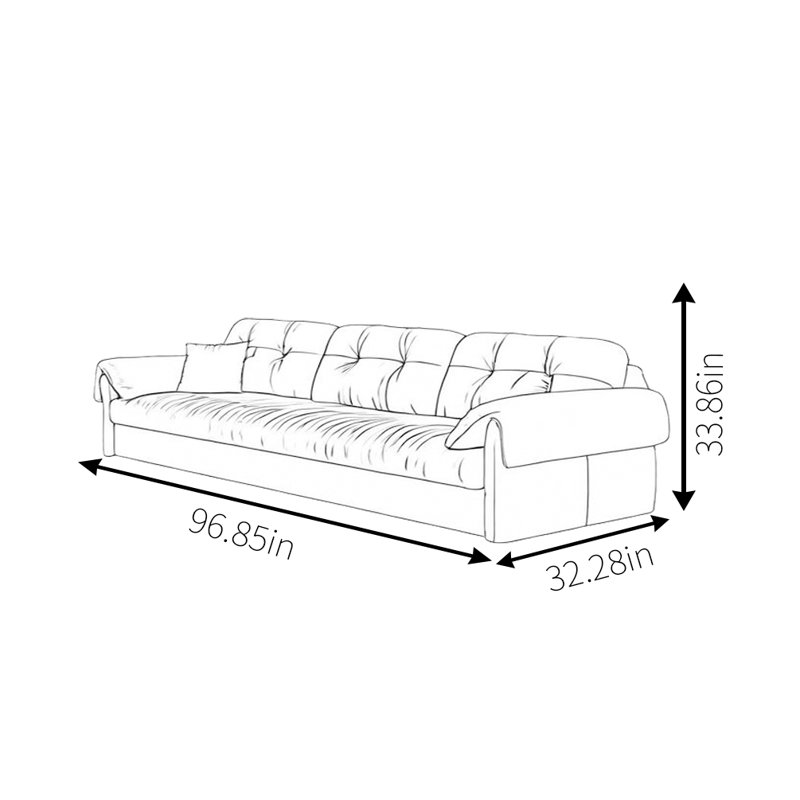 French Retro Inline Sofa, 33.86" H x 96.85" W x 32.28" D