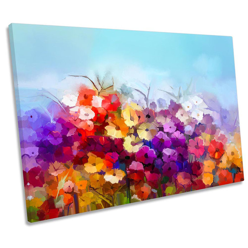 Flowers Floral Multi Colour - Wrapped Canvas Print, 30.5cm H x 45.7cm W x 2cm D