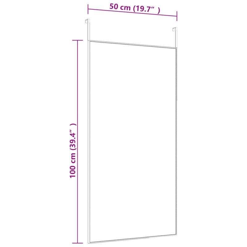 Jerl Metal;Glass Flat Wall Mirror, 100cm H x 50cm W, Black