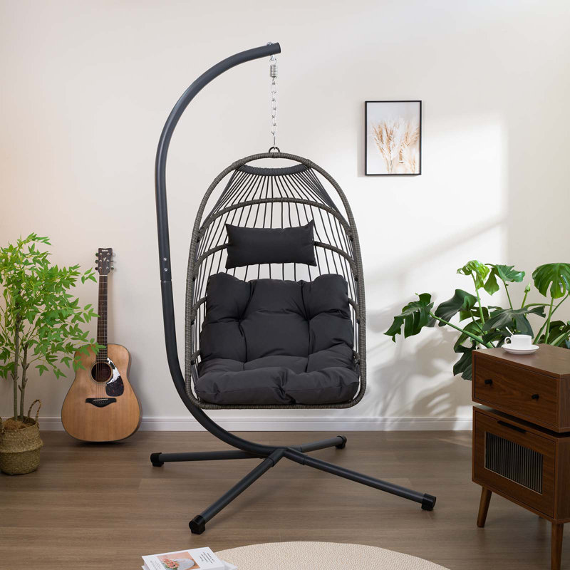 Balancelle polyvalente avec matériaux de qualité supérieure et conception pliable, Noir/gris, 43.3"