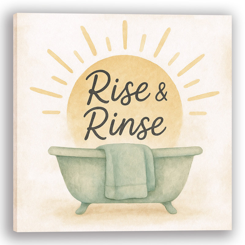 «Rise & Rinse» - Art mural sur toile de salle de bain