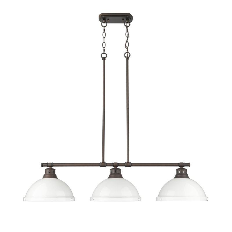 Laramy 3-Light Linear Pendant, Rubbed Bronze, White