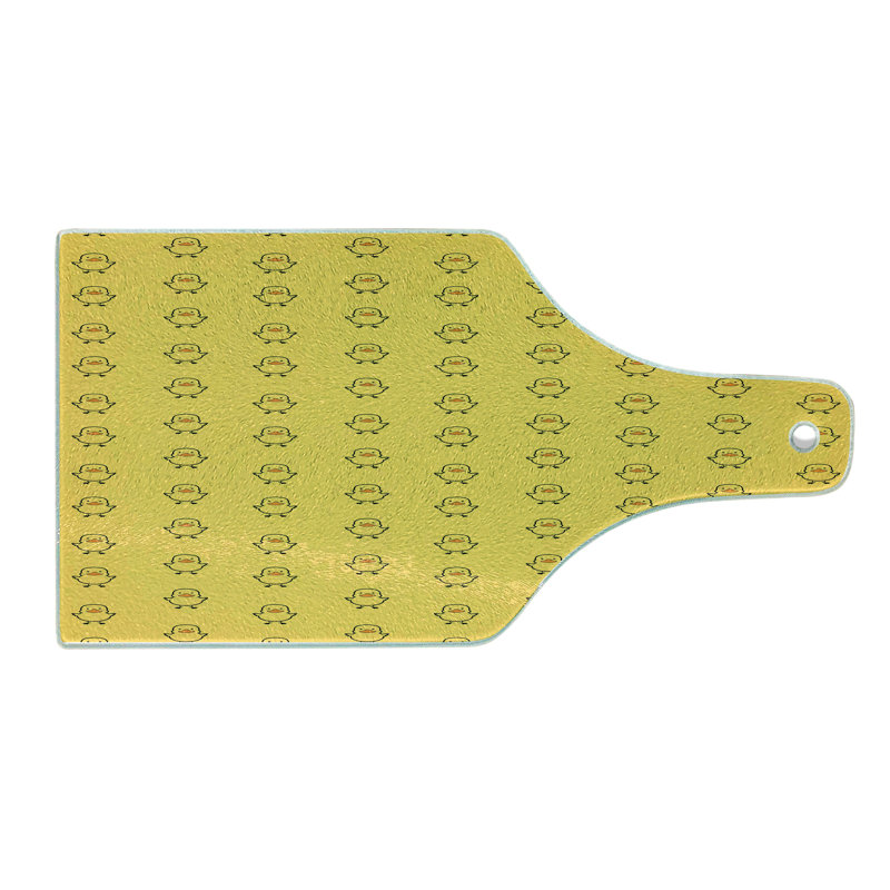Ambesonne Yellow Bird Tempered Glass Cutting Board Simplistic Ducks Mustard Apricot
