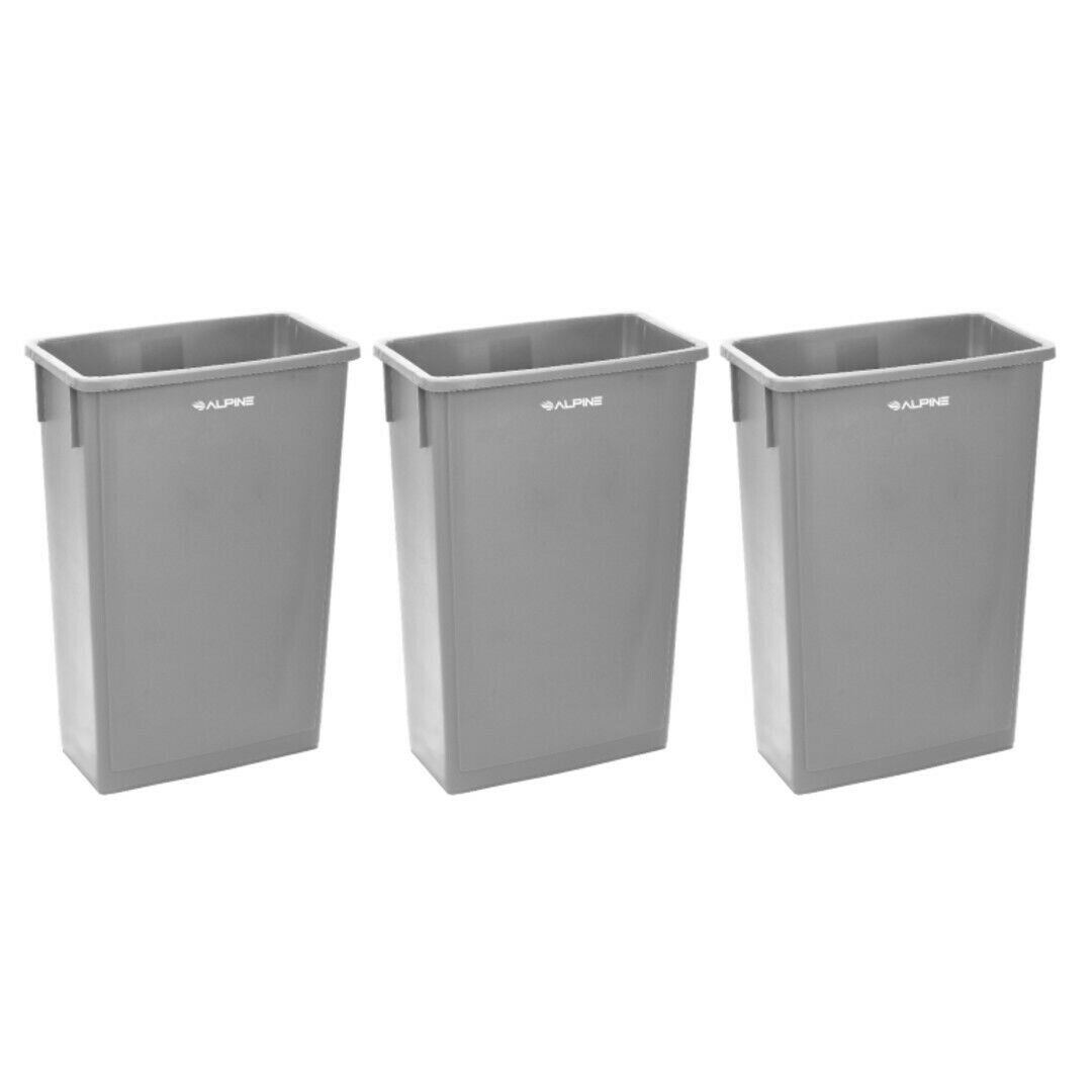 Alpine Industries 40 L / 10.5 Gal Stainless Steel Slim Open Trash Can Dual Compartment