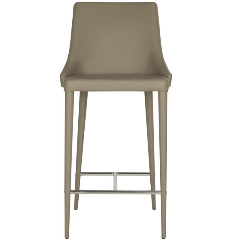 Taupe Leather Counter Stool with Chrome Legs (Set of 2)