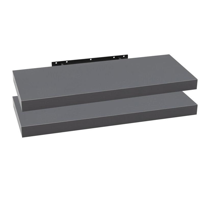 Gauti 2 Piece Floating Shelf, 3.8cm H x 60cm W x 22.9cm D, Grey