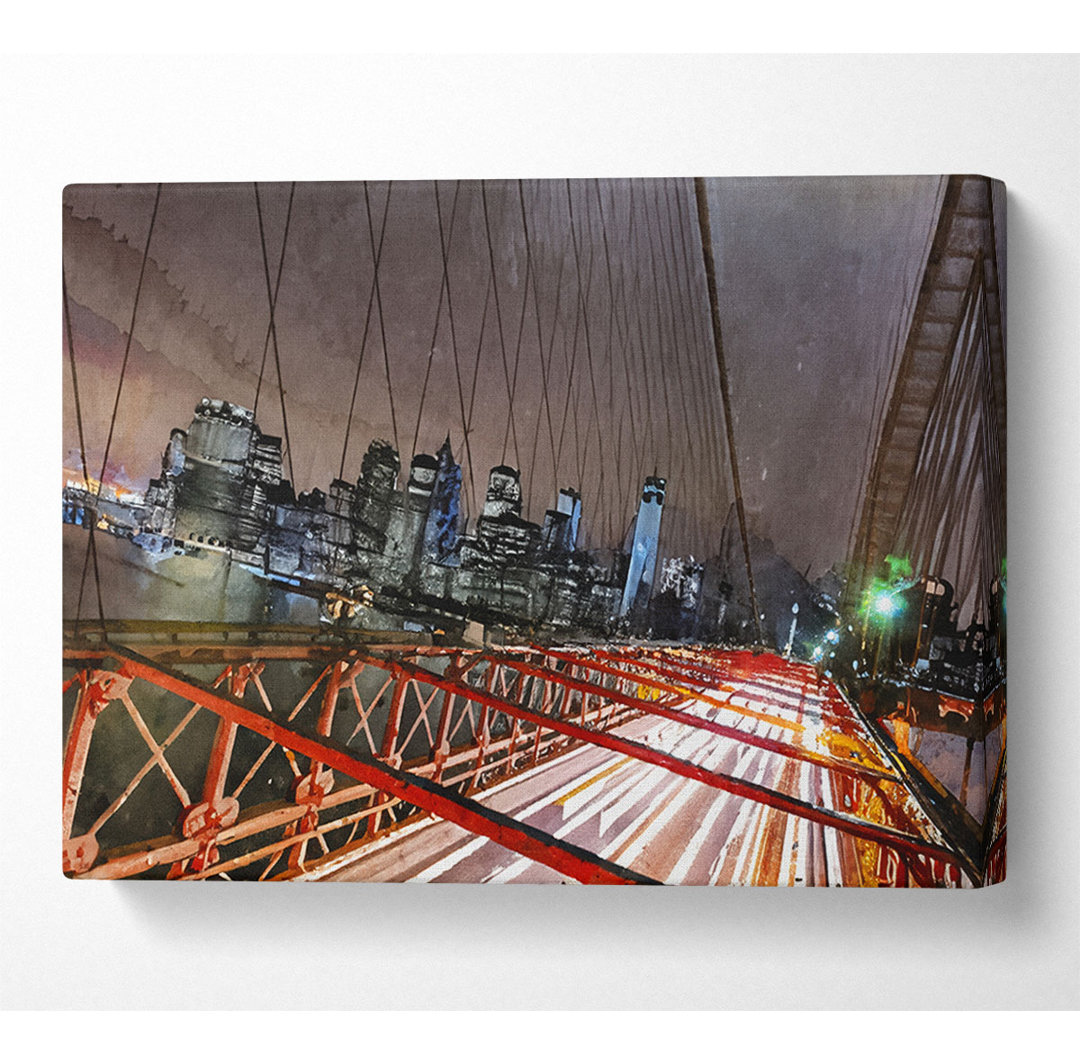 Brooklyn Bridge Speed Of Light - Kunstdrucke auf Leinwand - Wrapped Canvas