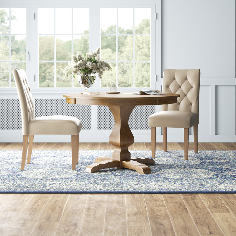 Ailla Round Solid Wood Base Dining Table, Brown