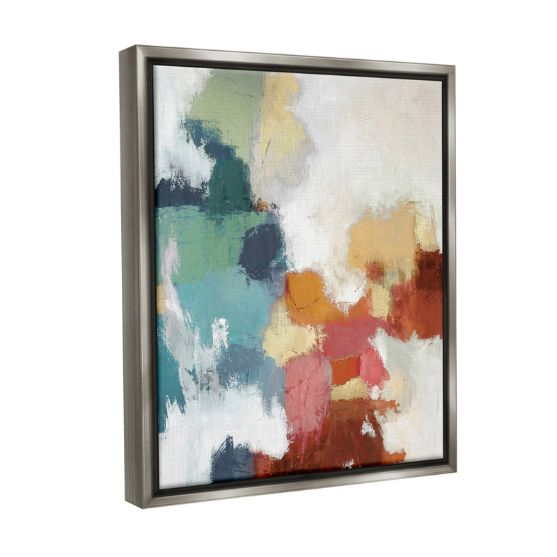 "Dynamic Abstract Hues" par Amber Sterling sur toile, H 21 po x l 17 po, Cadre flottant gris lustré