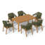 Ensemble repas 7 pièces en bois massif avec trou pour parasol-404736325